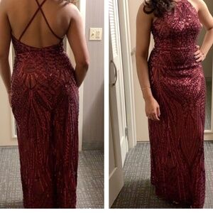 Burgundy sequin dress